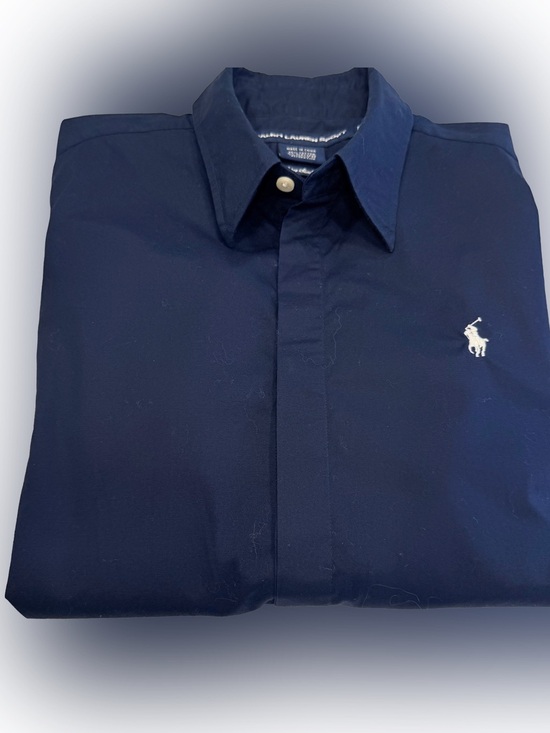 Tops - Ralph Lauren Sport Women’s Navy Blue Button Down Short S/S Pony Logo Sz 10 EUC